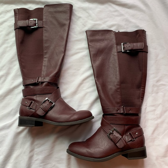 torrid Shoes - Torrid Burgundy Riding Boots Size 7W